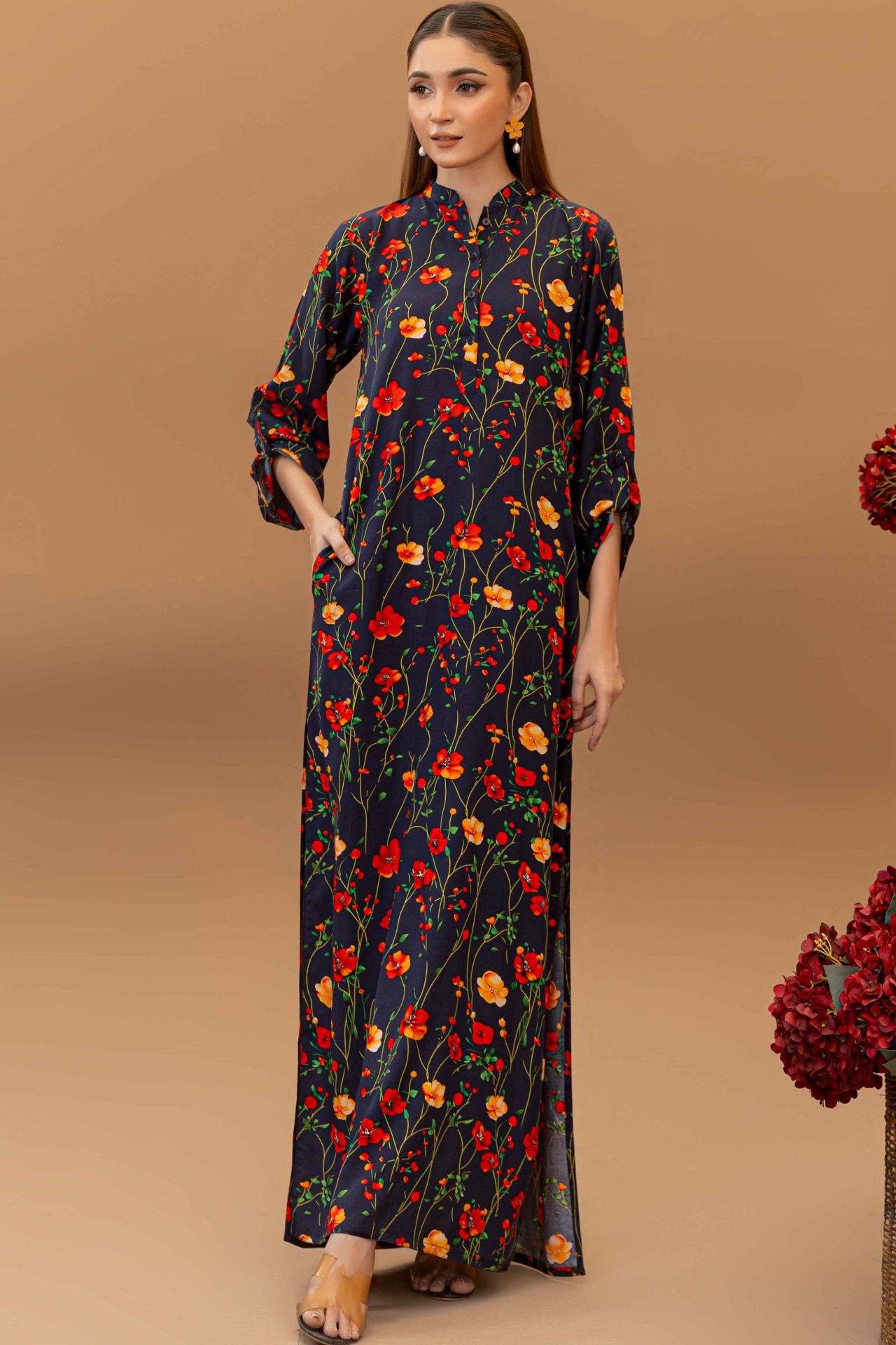 Single Pocket Capri Mirage Ultra Long Linen Kurta