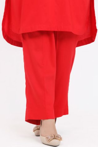 Red Linen Urban Kurta with Pockets