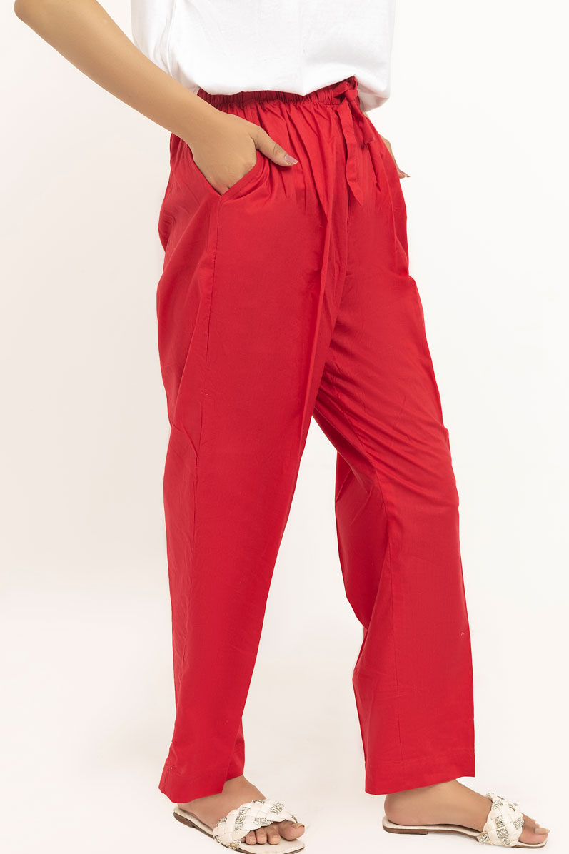 Red  Double Pocket Cotton Urban Trouser