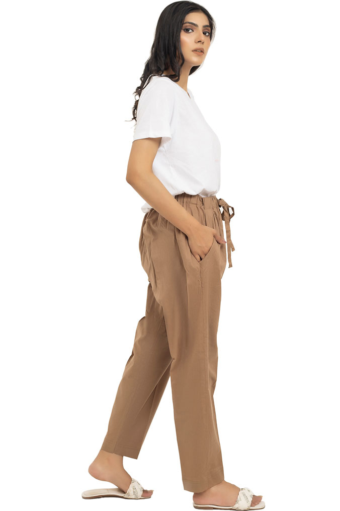Beige Double Pocket Cotton Urban Trouser