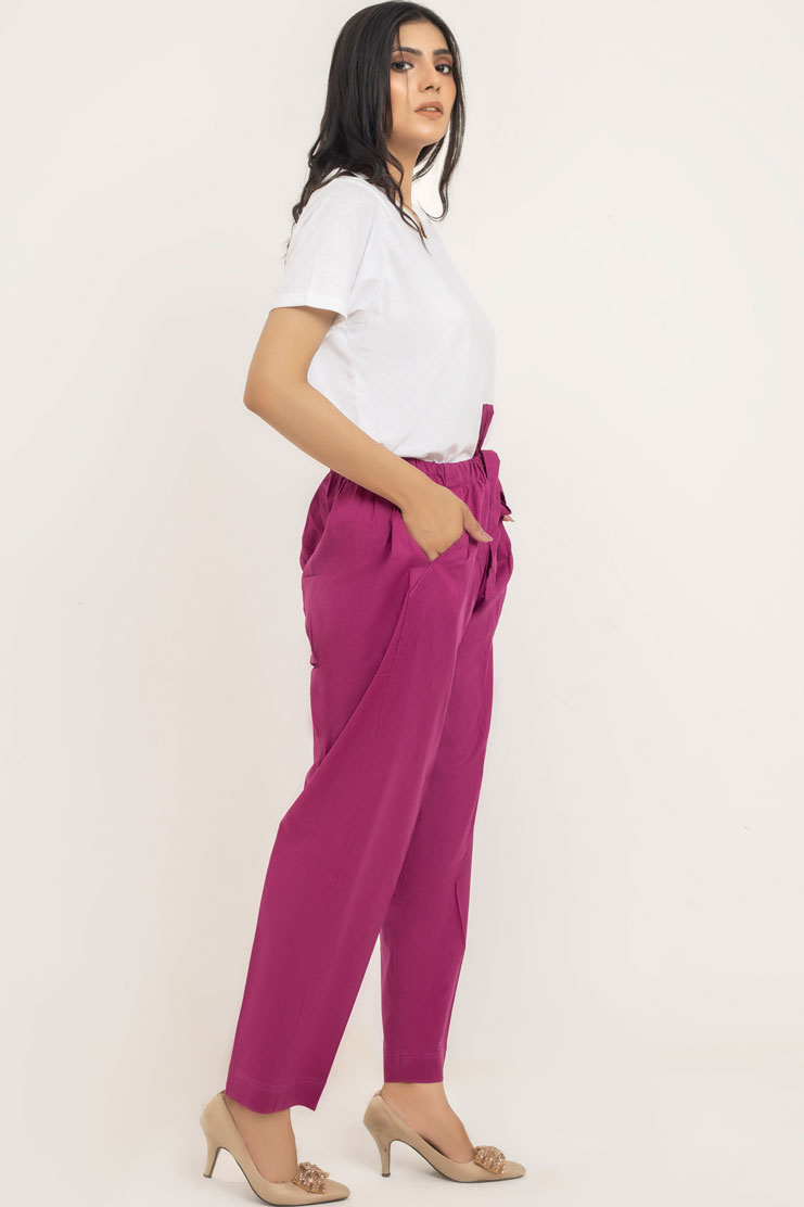 Pink  Double Pocket Cotton Urban Trouser