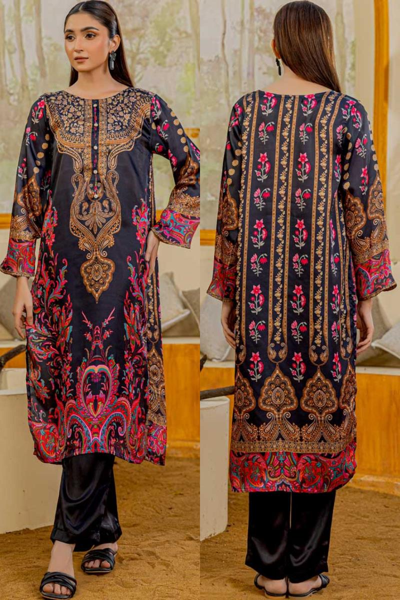 Black Zewar-e-Noor Charmeuse Silk Kurta