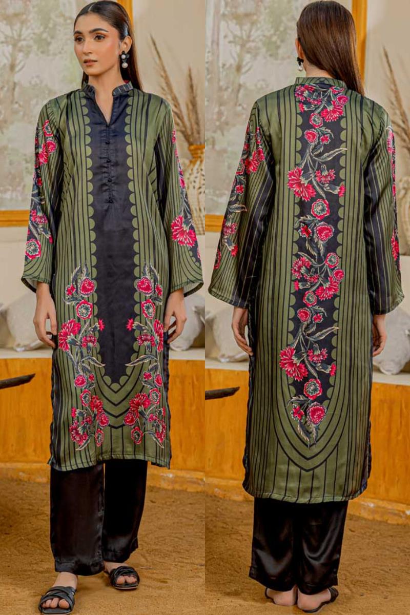 Mehndi Suroor-e-Jahan Charmeuse Silk Kurta