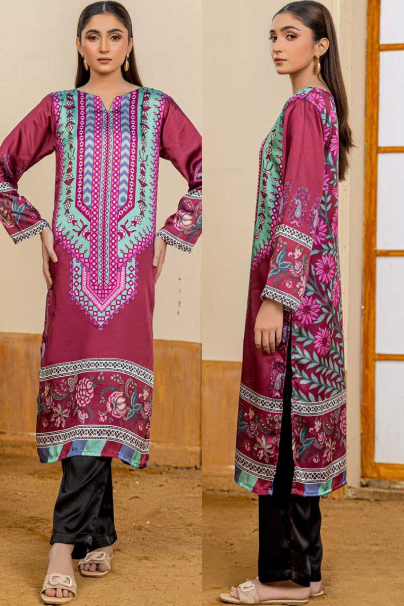 Maroon Gul-e-Rana Charmeuse Silk Kurta