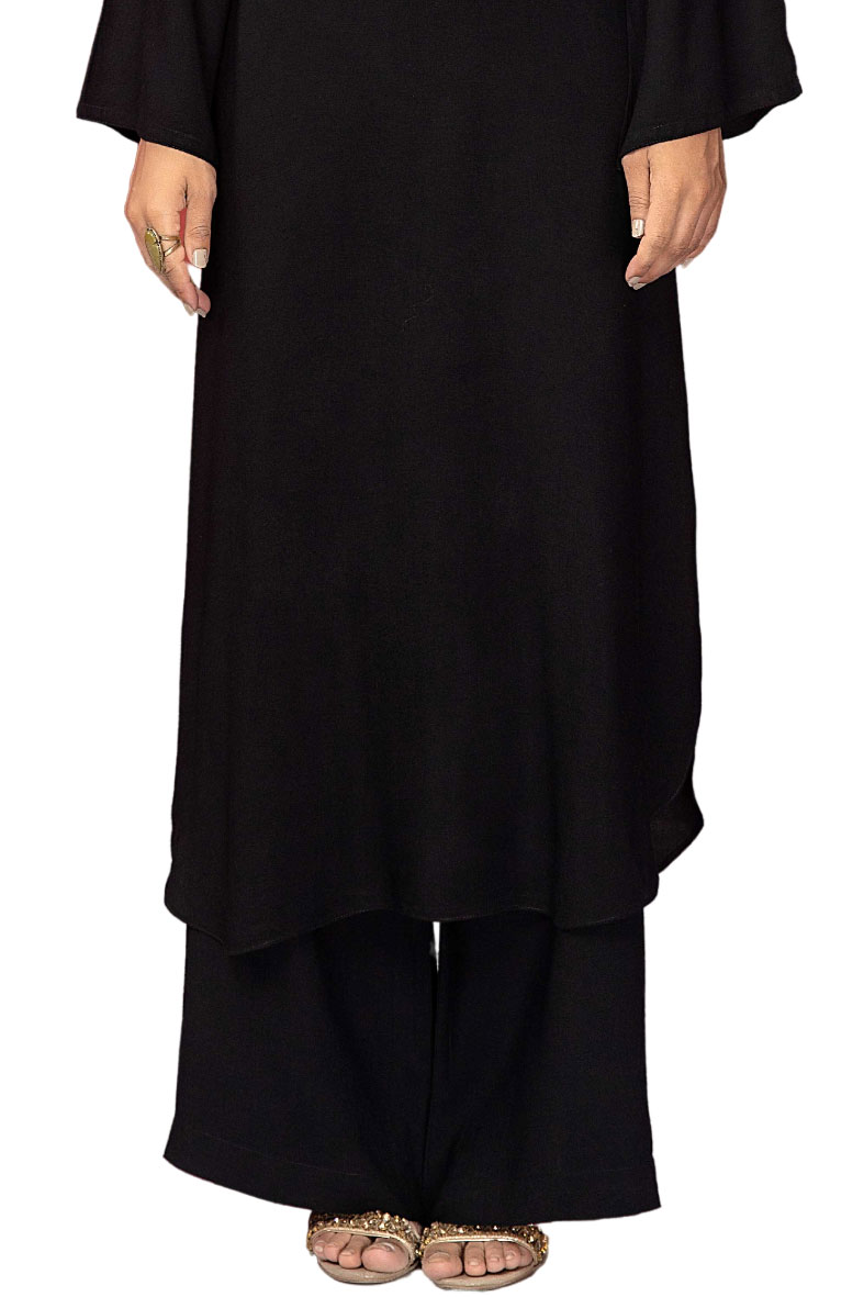 Black Bell Bottom Khaddar Trouser
