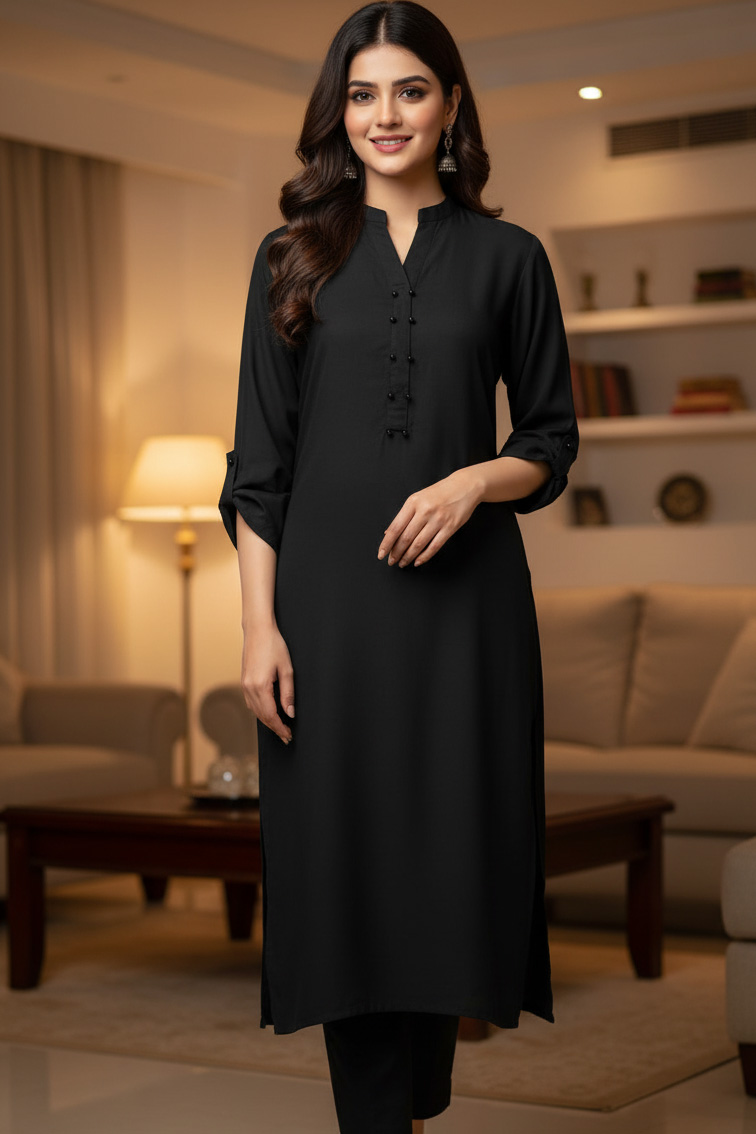 Black Sila-e-Raat Linen Kurta