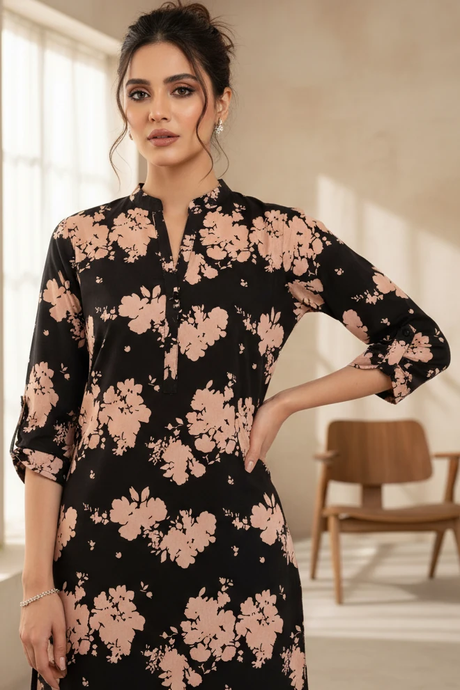 Black Rang-e-Haya Linen Kurta